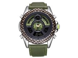Reloj Hombre Cuarzo Electrónico Impermeable De Nylon Moda Smael (verde Ejército)