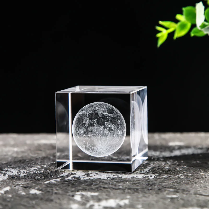 Cubo de cristal cuadrado con grabado láser 3D Serie Astronómica MDUG (Estilo 5 40 mm)