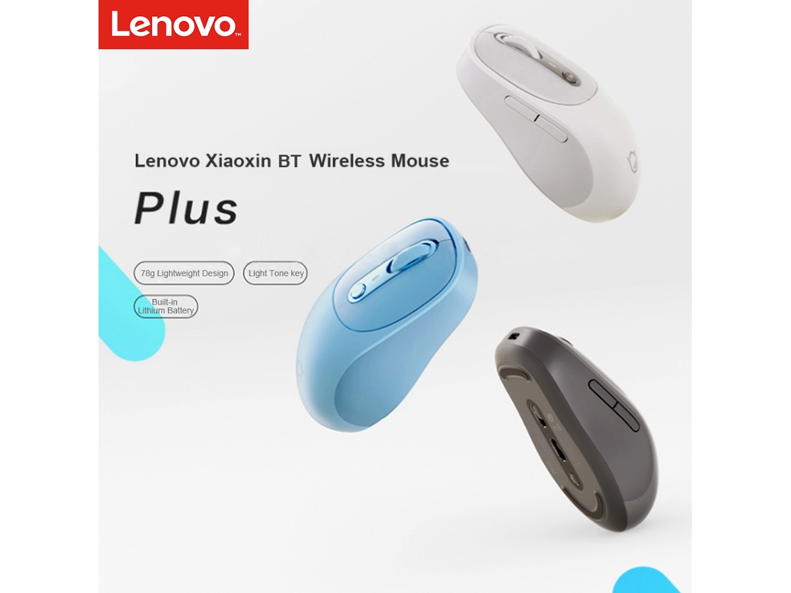 Ratón Inalámbrico Lenovo Xiaoxin Plus, Bluetooth, Recargable, Silencioso, Ligero, Diseño Ergonómico Para Oficina Y Juegos.