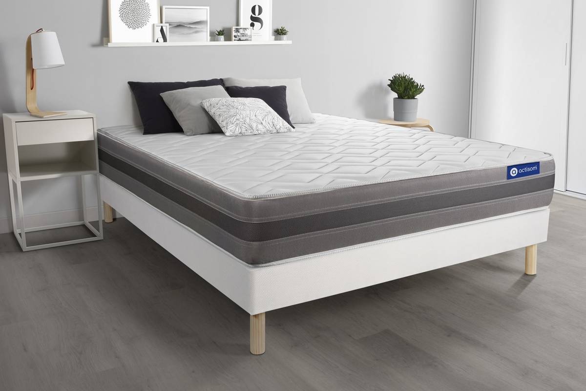 Conjunto de Somier Blanco + Colchón ACTISOM Actilatex Relax (150x200 cm - Látex)