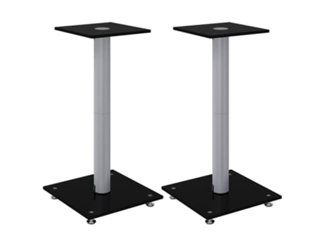 Conjunto 2 Soportes de altavoces VIDAXL vidrio templado plata negro 1 pilar