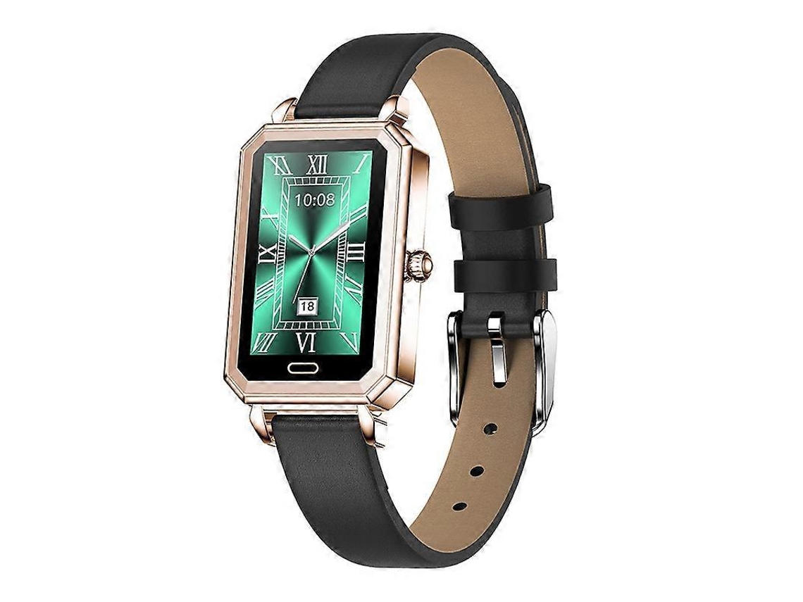 Reloj inteligente Loaniy Ht2 de 1,28 pulgadas con podómetro y detección de frecuencia cardíaca, color cuero dorado Ly Ebike