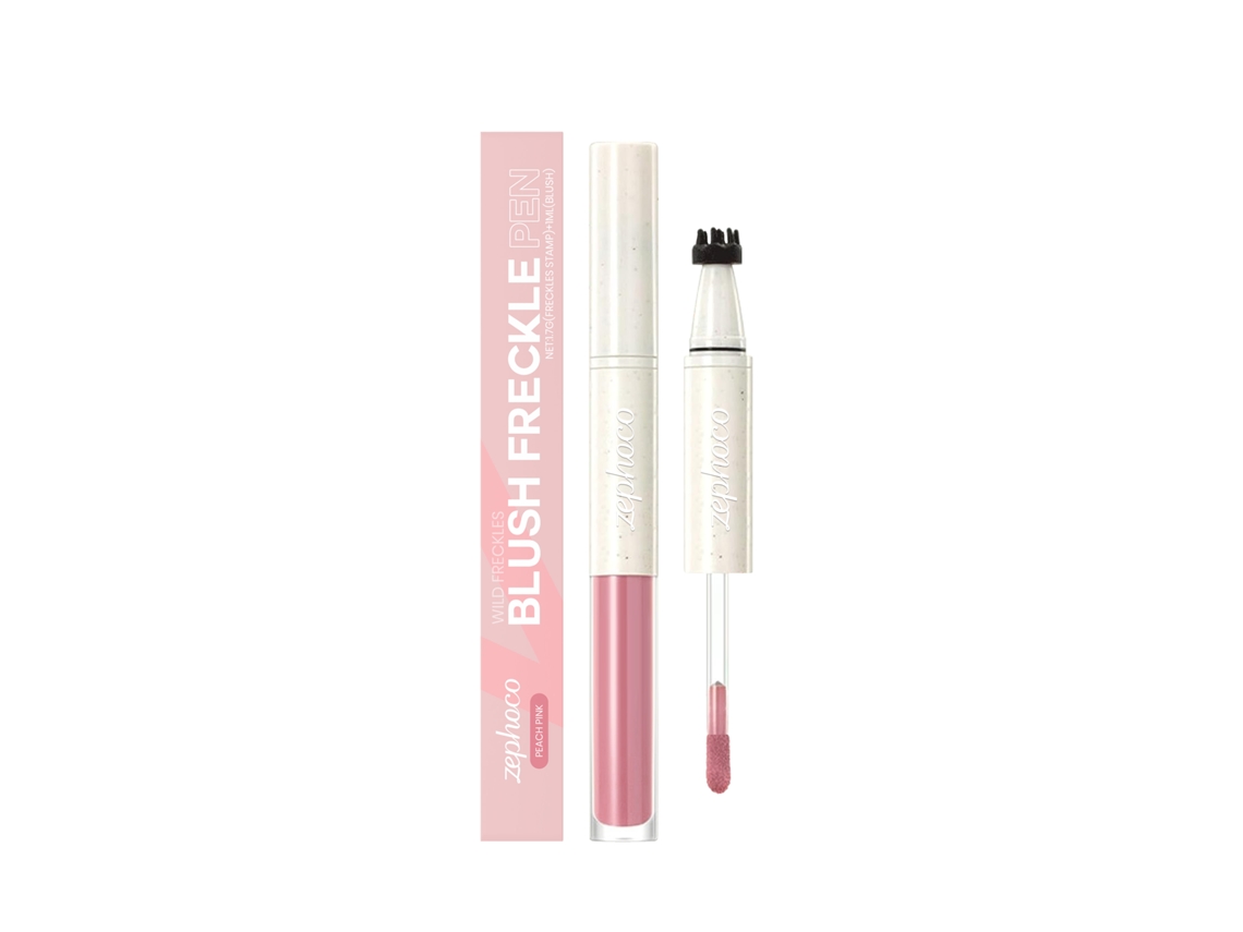 Labial líquido 2 en 1 con sello de sardina, color rosa melocotón.