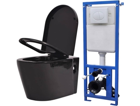 Inodoro VIDAXL de Pared con Cisterna Oculta Cerámica Negro