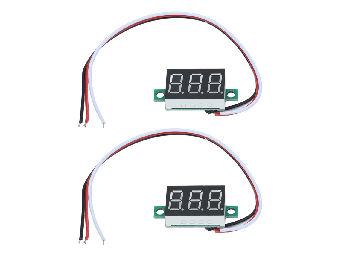 2 Mini Voltímetros Digitales De 3 Cables, Probador De Cc De 0-30 V, Led, 0,36 Pulgadas, Protección Contra Conexión Inversa.