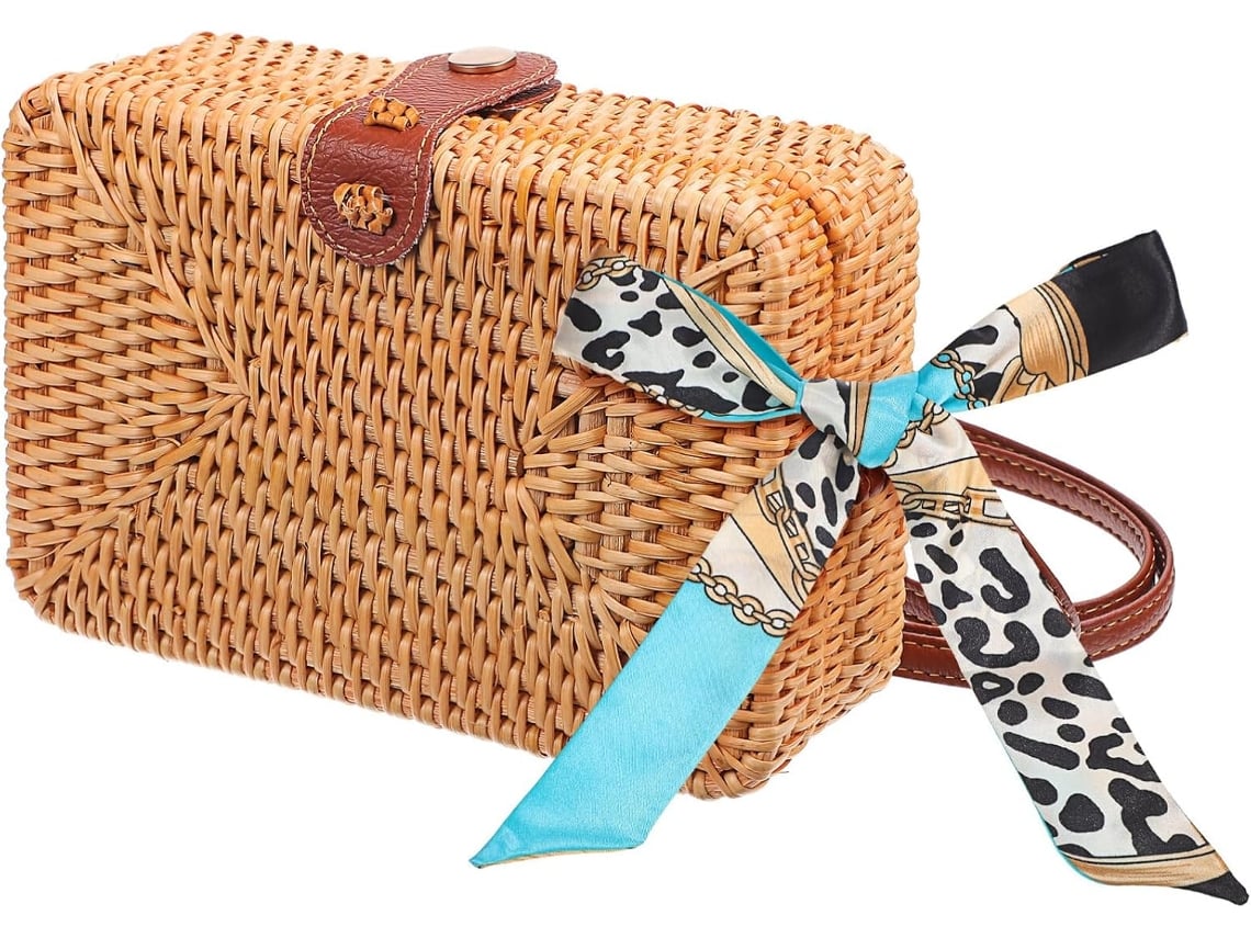 Bolsa De Praia Feminina Em Palha Trançada, Bolsa De Ombro Para O Verão, Feita De Rattan, 19,00 X 13,00 X 7,00 Cm
