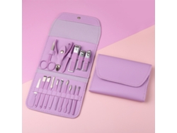 Cortaúñas Digitallab de acero inoxidable de 16 piezas, set de viaje profesional para el cuidado de las uñas (morado)