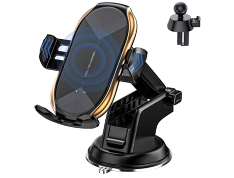 Cargador Inalámbrico Coche Sujeción Carga Rápida Qi CHRONUS Negro