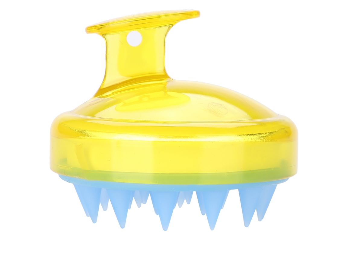 Cepillo De Masaje Capilar Silicona Para Lavar El Cabello, Champú Y Baño, Color Amarillo