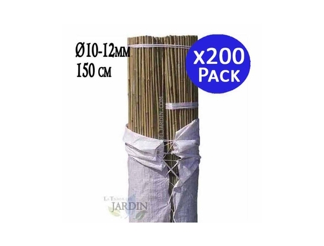 Tutor de Bambu Natural 150 Cm 10-12 Mm Pack 200 Varillas de Bambu Ecologicas para Sujetar Arboles Plantas Y Hortalizas SUINGA