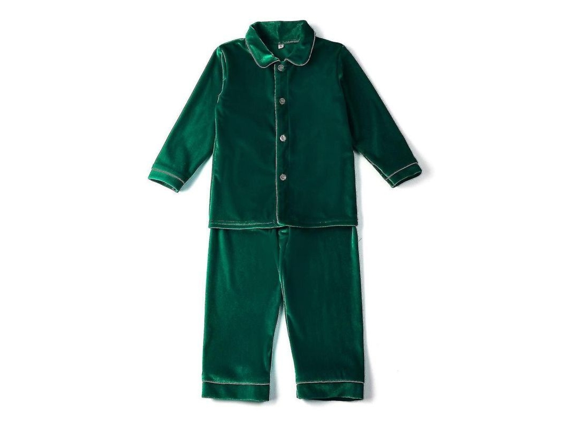 2026-pijamas Familiares De Invierno Para Niños Niñas Rojo Oro Terciopelo Calientitos Talla Normal 9-12m B Green