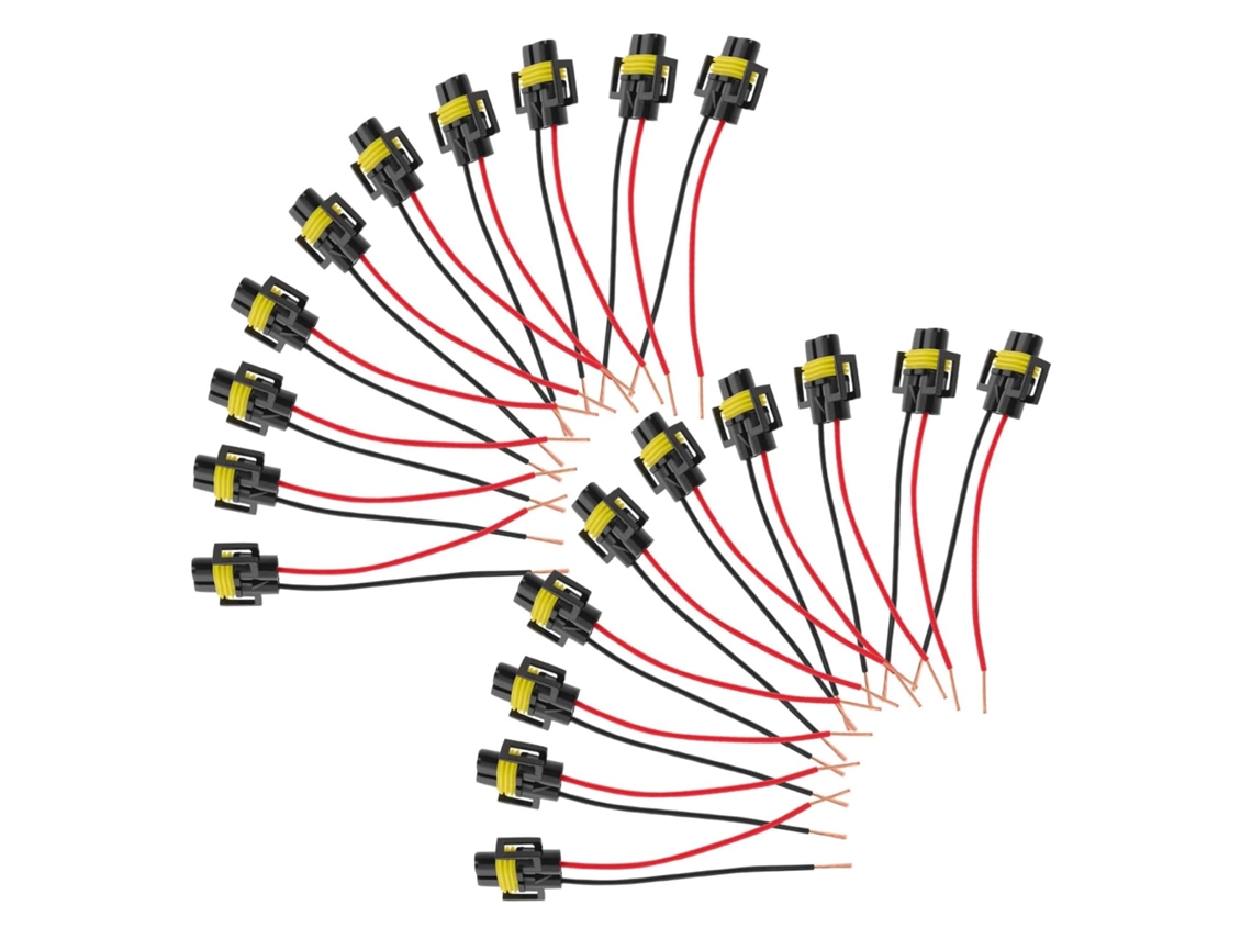 Juego De 20 Conectores Para Portalámparas De Faros Con Arnés De Cableado Preinstalado Y Soporte Cerámico Duradero...