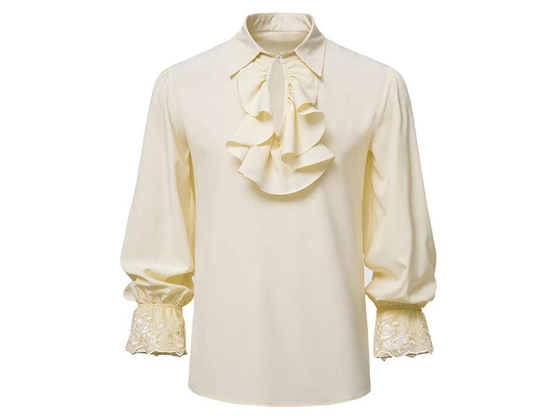 2026-camisa Steampunk Vintage Con Volantes Para Hombre Manga Larga Mystdiy Cosplay Casual