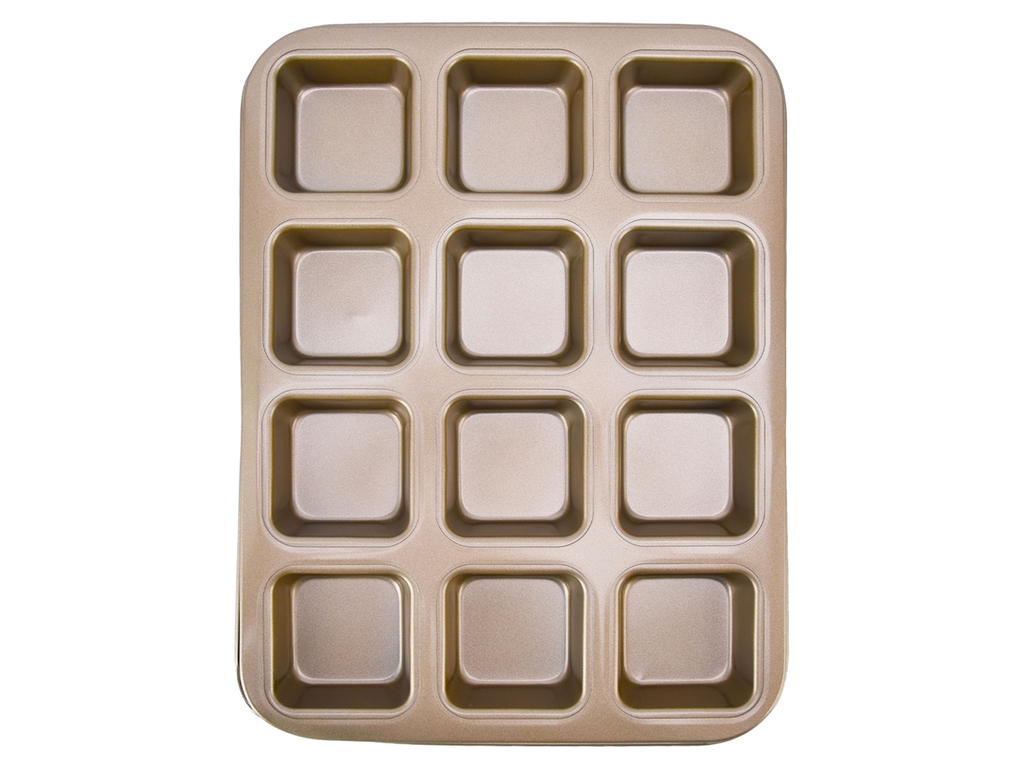 12 Tipos de Hornos para Mini Brownies y Cupcakes con Molde de Acero al Carbono Dorado Otros