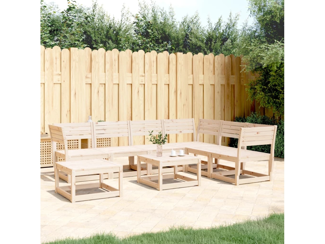Conjunto de salón de jardín de 2 piezas de pino macizo Dkd Home Decor