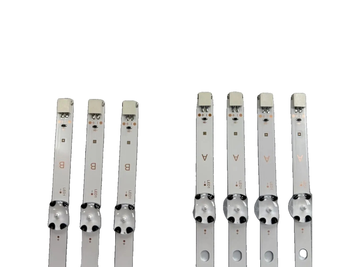 Tira de LED de 53,5 mm de longitud, 7 LED (4 unidades), 8 LED (3 unidades), regulable, de aluminio.