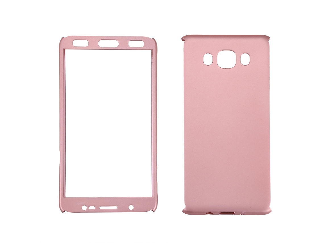 Mali capa Slim de Proteção 360° com Vidro Temperado para Samsung Galaxy J7/2017 Rosa Dourado