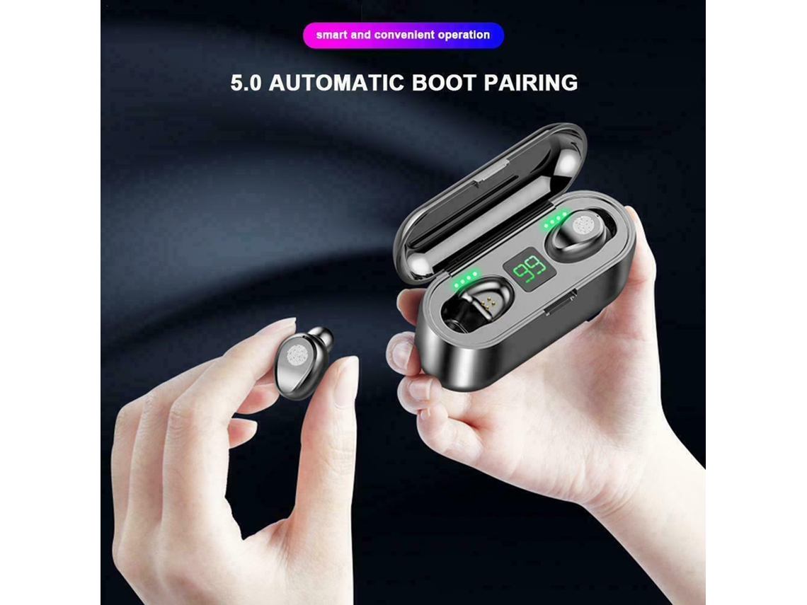 Auriculares Inalámbricos F9 Tws Con Bluetooth 5.0, Control Táctil, Resistentes Al Sudor, Micrófono Y Estuche De Carga De 1200 Mah.