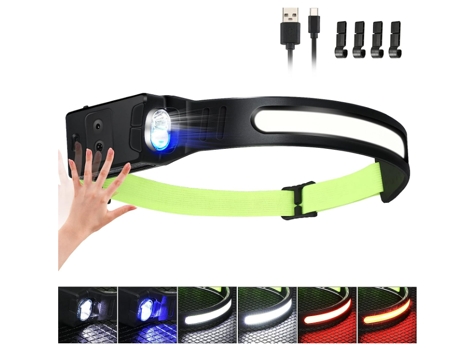 Linterna de cabeza LED recargable, faro súper brillante 6 modos de luz, ajustable, faro gran angular, faro impermeable IPX4 (negro) YIZHOOD