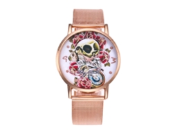 Reloj De Pareja Zhoulianfa Con Patrón De Calavera Dial Redondo Analógico De Cuarzo