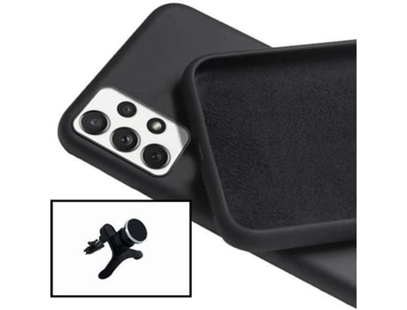 Carcasa + Soporte Magnético Reforzado Samsung Galaxy A72 5G PHONECARE Silicona Liquida Negro