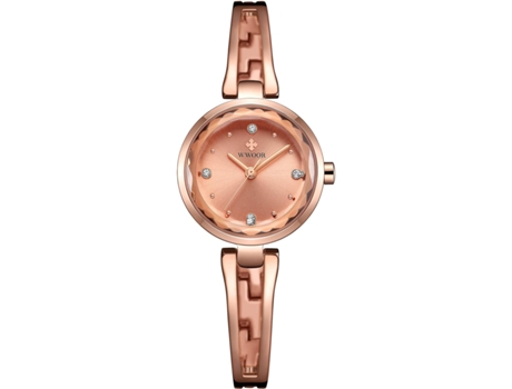 VEANXIN Relojes de pulsera de diamantes de acero inoxidable resistentes al agua para mujer-oro rosa