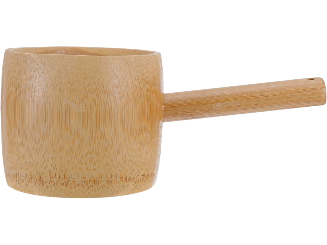 Cucharón De Agua De Madera De Bambú Con Mango Para Usar En La Cocina O En La Bolsa De Jardinería.
