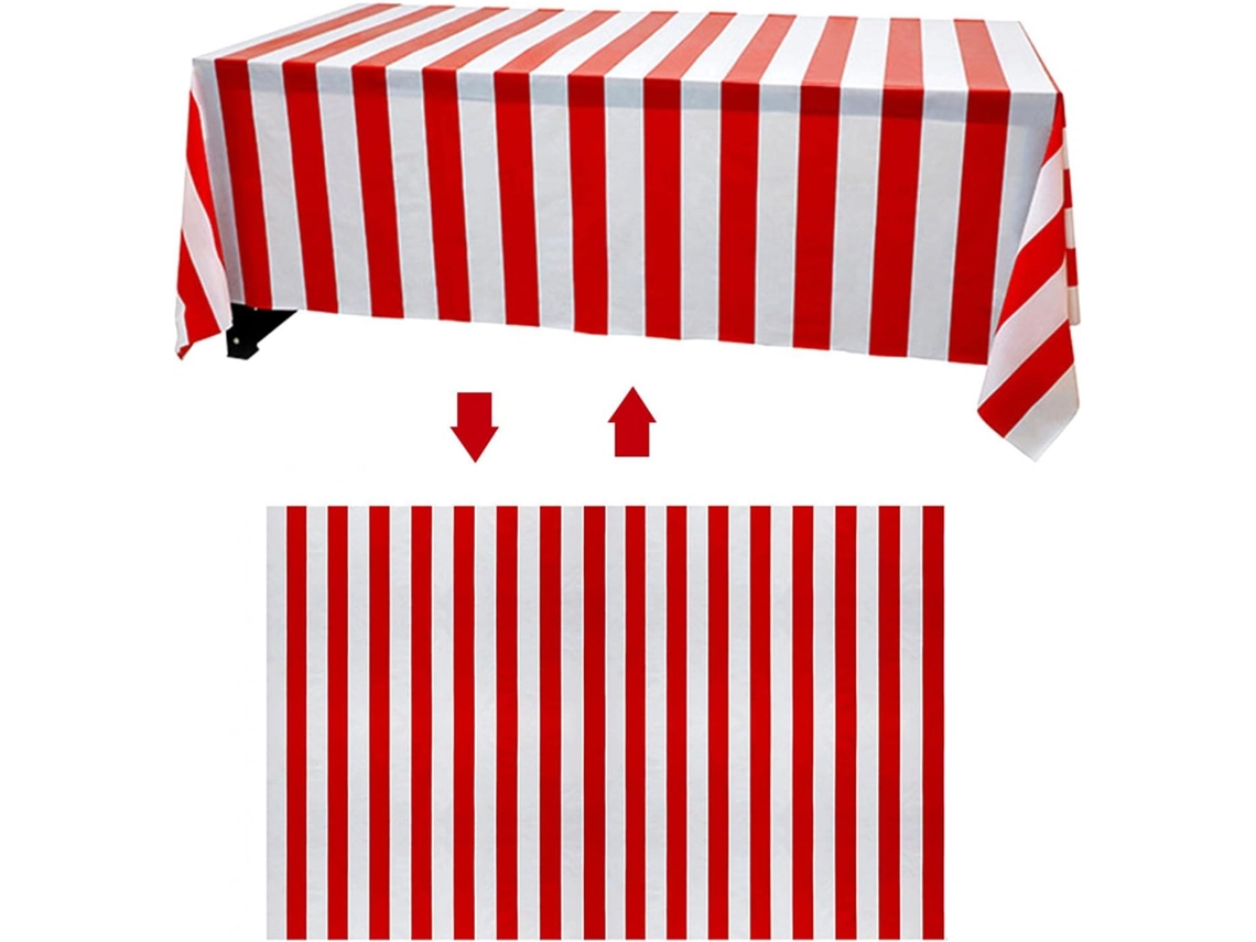 Mantel Para Mesa De Comedor, Impermeable, A Rayas Rojas Y Blancas, De Material Duradero, Diseño Elegante, Rectangular, Para Uso En Interiores Y Exteri