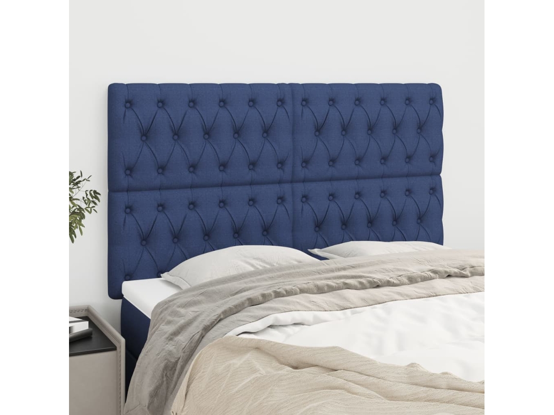 Cabeceros 4 Unidades Tela Azul 72x7x78/88 Cm