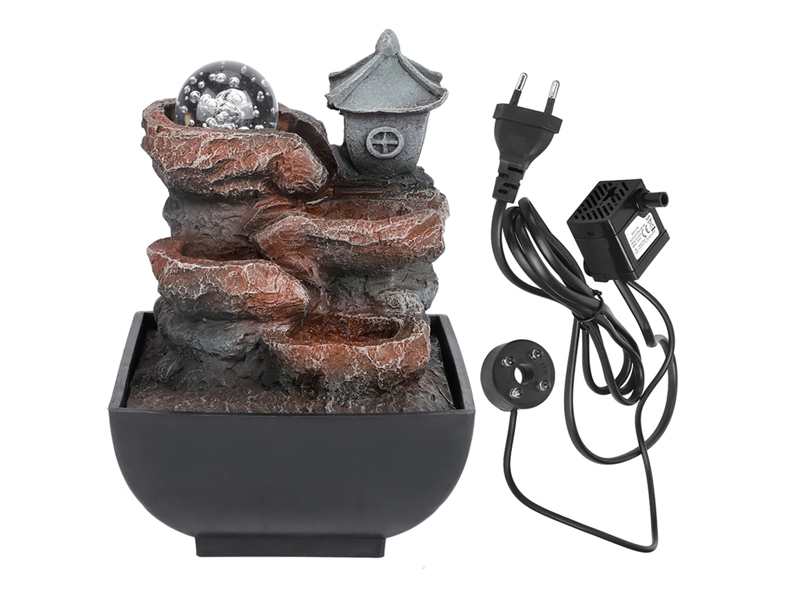 Fuente decorativa de sobremesa con agua corriente, luz y bola, enchufe UE 220 V, para uso doméstico y otros usos.