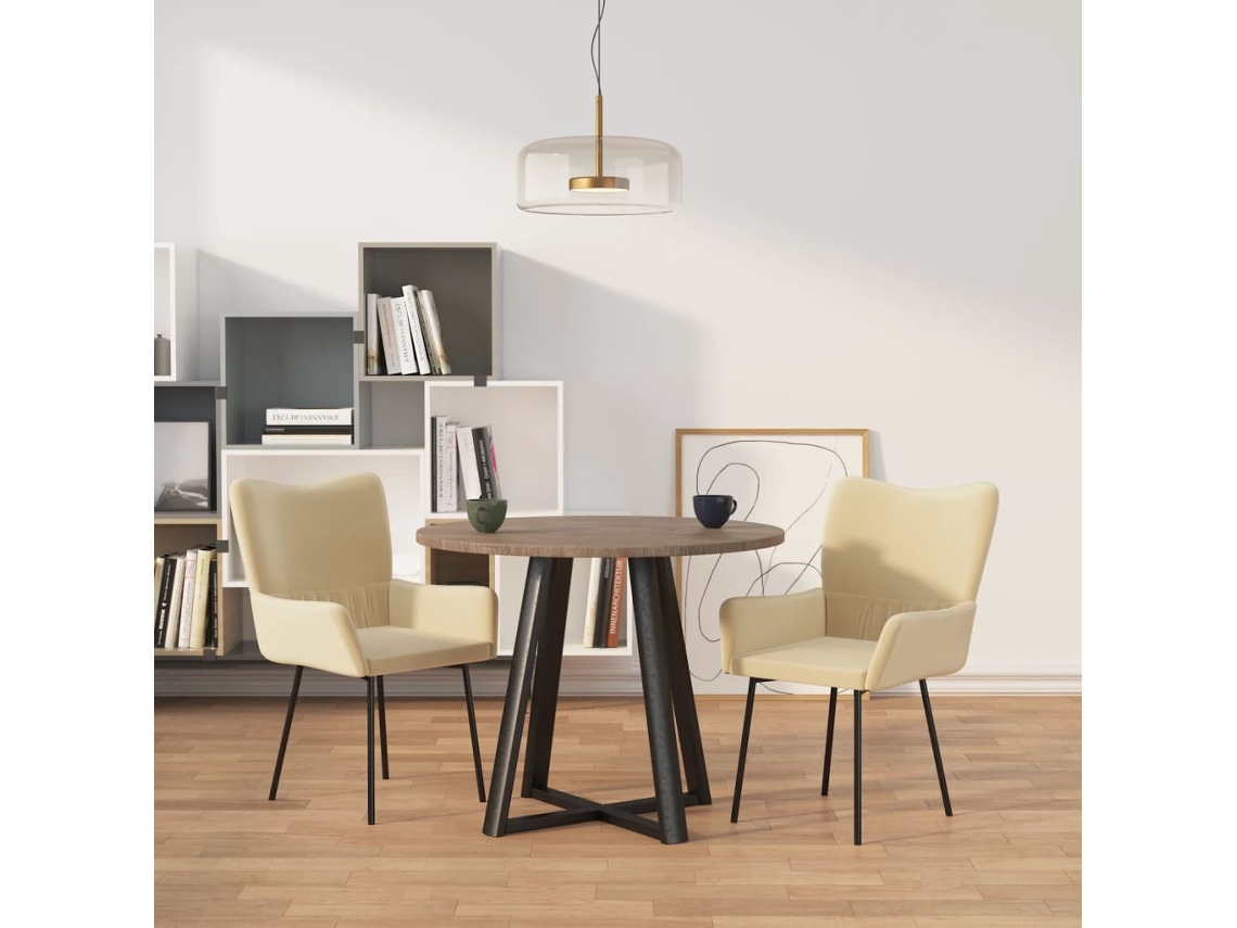 Pack 2 Uds Sillas De Comedor | Silla De Comida | Silla De Cocina Terciopelo Crema Wsd569396