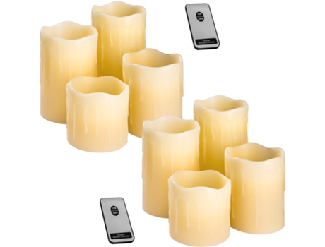 2 Conjunto TECTAKE 4 Velas De Luz Led con Recubrimiento De Cera Natural Y Control Remoto