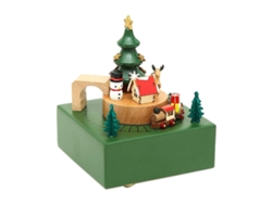 Caja de tren musical de madera para niños, detalles realistas, tronco de árbol transparente