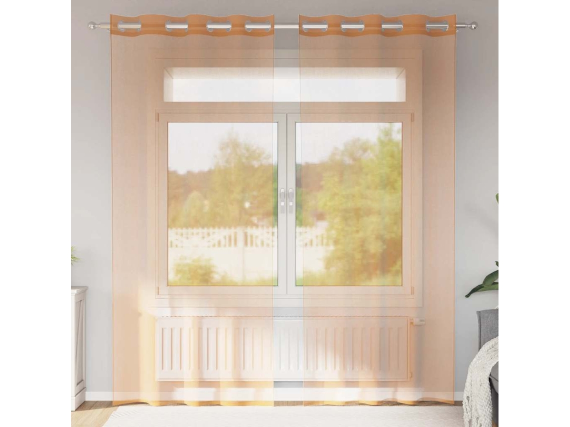 Cortinas De Gasa Con Ojales 2 Uds Terracota