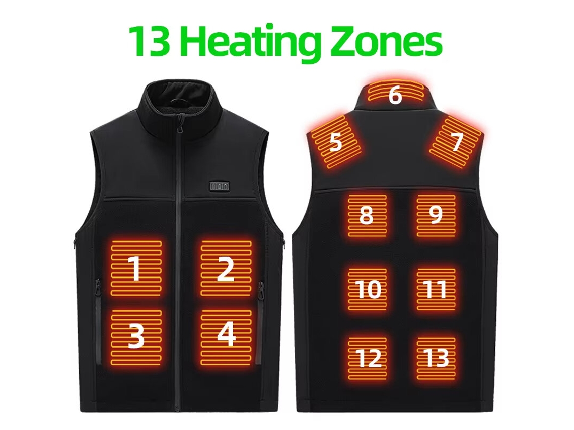 Tengoo Hz-13 Colete Térmico Aquecido 13 Zonas 3 Níveis 7xl/8xl/9xl Zíper Usb Roupa Inverno Quente Casaco Aquecido Externo