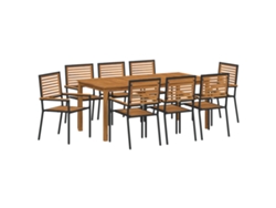Conjunto de comedor de jardín VidaXL de 9 piezas con cojines en madera negra