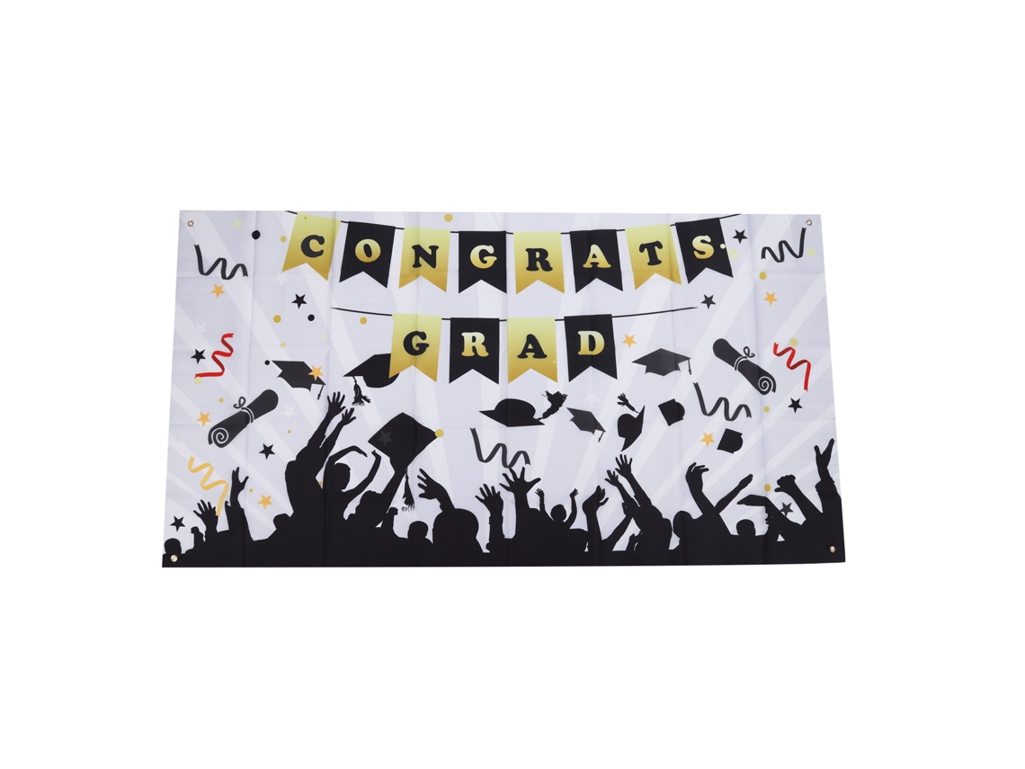 Pancarta De Graduación De Aprox. 71 X 38 Pulgadas, Tela De Poliéster Vibrante, 4 Ojos, Decoración Para Fiestas.