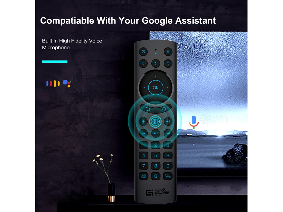 Control Remoto Inalámbrico Air G20s Pro Con Giroscopio De 6 Ejes, Control Por Voz Y Compatibilidad Con Android Smart Tv.