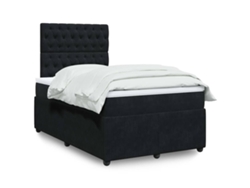 Cama Box Spring Con Colchón Terciopelo Negro 120x190 Cm