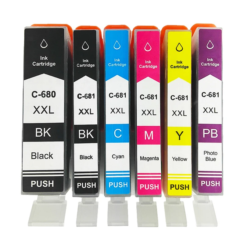 1set(6pc)pgi-680 Cli-681 Xxl Pgi680 Cli681 Ink Cartridge For Canon Pixma Tr7560 Tr8560 Ts6160 Ts6260 Ts8160 Ts8260 Ts9160 Ts9560 Ts706