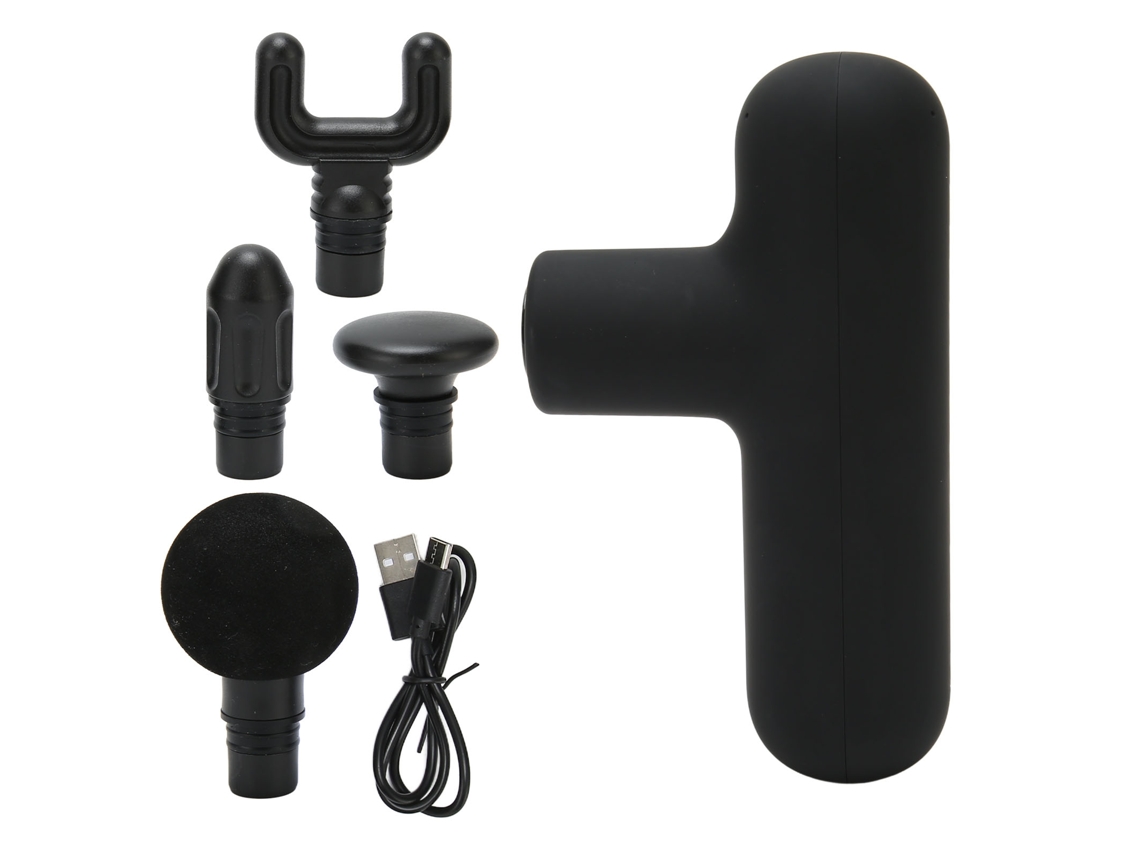 Mini Massager Ultra Pequeno Silencioso 4 Velocidades Vibração Potente Com 4 Cabeças De Massagem Para Homens E Mulheres Preto