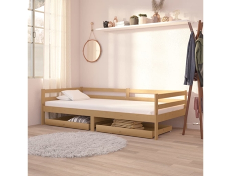 MAISON EXCLUSIVE Sofá cama con cajones madera pino maciza miel 90x200 cm