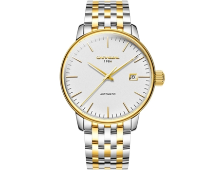 Reloj de pulsera VEANXIN de acero inoxidable resistente al agua para hombre-Banda de acero y oro blanco.