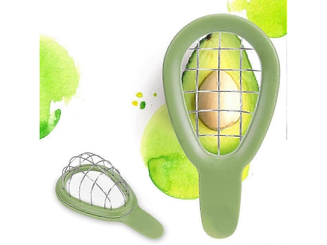 Cortador y rebanador de aguacate de acero inoxidable, ideal para ensaladas de frutas y otros platos.