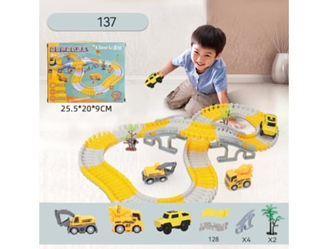 iHaHa 236 PCS Construction Race Tracks para niños Juguetes para niños, 6 PCS Construction Car y Flexible Track Playset Create A Engineering JEDBESE...