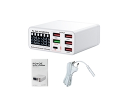 Cargador De Escritorio (pantalla Digital Inteligente De 6 Puertos, Voltaje Amplio 110-240v)