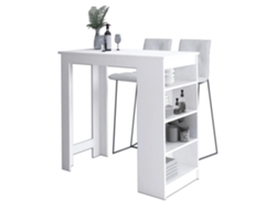 Mesa de bar Akord blanca de 115 cm con frente blanco y 4 estantes, 115 x 50 x 103 cm, fábrica de muebles Akord
