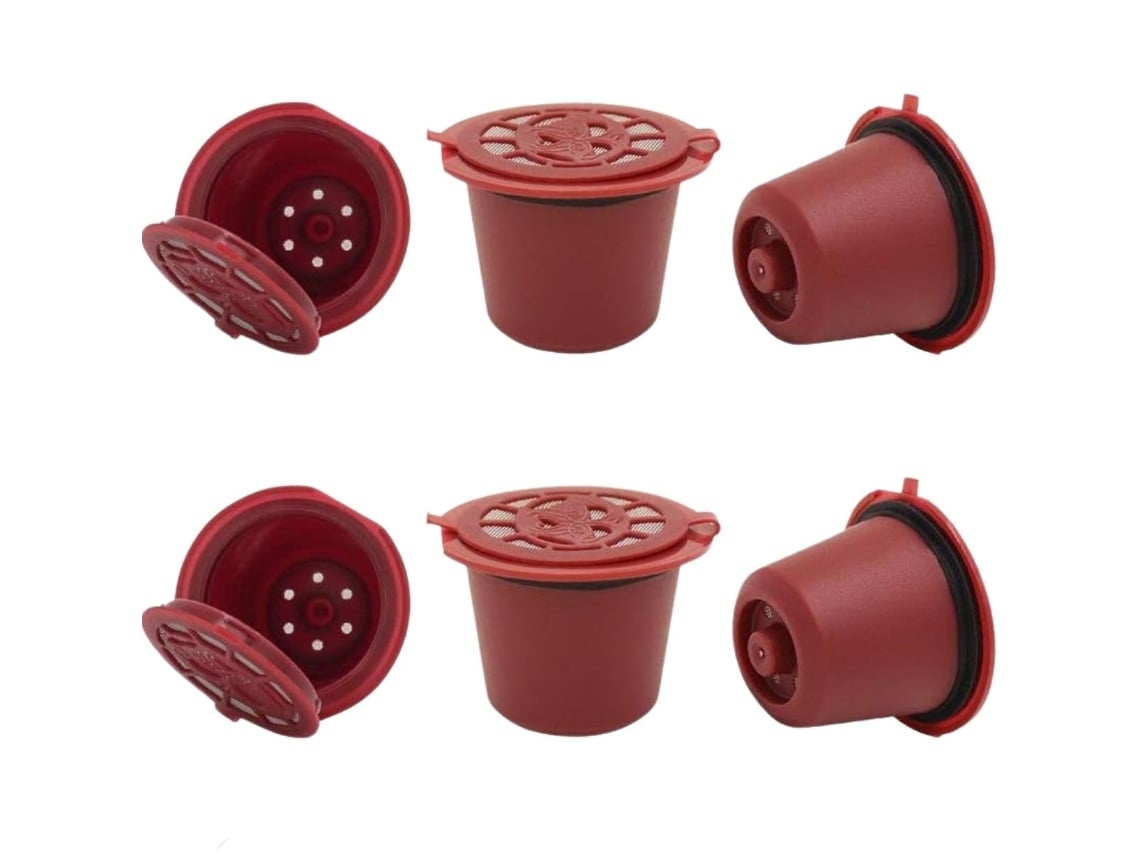 Pack De 6 Cápsulas Reutilizables Para Nespresso Essenza Mini C30 Rojas