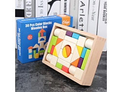Conjunto De 30 Peças De Madeira Coloridas, Brinquedos Tipo Quebra-cabeça Montessori Para Crianças, Inclui Caixa De Armazenamento.