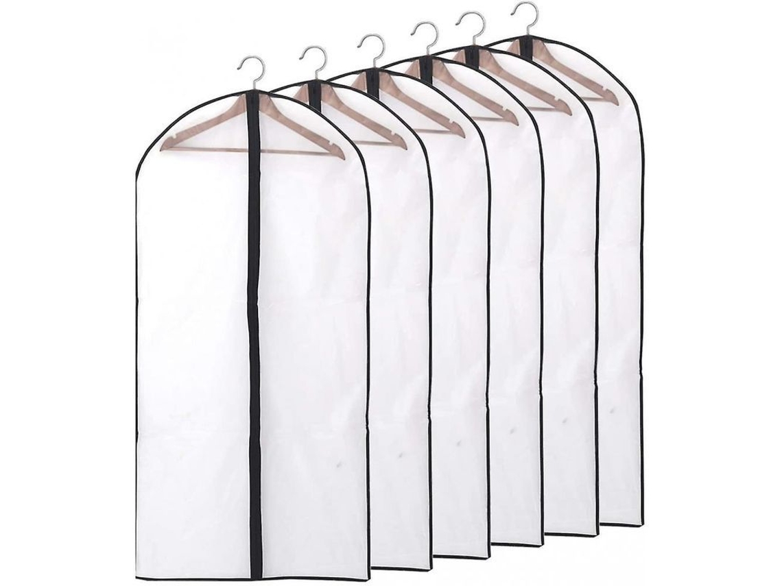 Bolsas para ropa, 6 piezas, profundas, transparentes con borde negro, de EVA, lavables y resistentes al agua, negras, 60x100cm